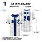 Custom Blue Pinestripe Button Down Baseball Jersey